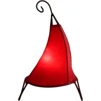 SIMANDRA Lámpara oriental, lámpara de henna, lámpara de cuero marroquí, lámpara de mesa, lámpara de pie. Diseño "Henna Tissir", color único, 35-38 cm, rojo