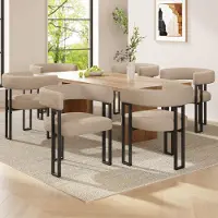 Flieks Sillas de comedor , juego de 6 unidades, sillas de comedor fabricadas con material similar al cuero de cordero, sillas de cocina, sillas tapizadas con respaldo, color marrón