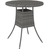 Syfax Mesa de jardín ratán sintético gris 70x70x73 cm