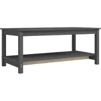 Syfax Mesa de centro de madera maciza de pino gris 110x55x45 cm