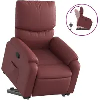 Syfax Sillón reclinable elevable cuero artificial rojo tinto