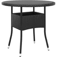 Prolenta Maison Exclusive: Mesa de jardín, diámetro 80 cm, altura 75 cm. Fabricada con cristal templado y polirratán, color