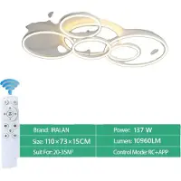 OEM Lámpara de techo, mando a distancia, LED regulable, blanco, 5 luces, control mediante aplicación y mando a distancia para regular la intensidad