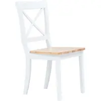 Syfax Sillas comedor 2 uds madera maciza caucho blanco y madera claro