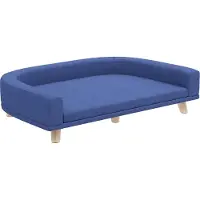 Northio Sofá plegable para perros, hecho de madera de eucalipto, dimensiones: 98 x 67 x 25 cm, color azul