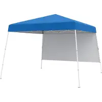 Costway , pabellón pop-up de 3x3 metros, toldo con una pared lateral, mochila portátil y 4 anclajes para el suelo, tienda de jardín impermeable, protección solar, ideal para fiestas, color azul