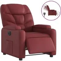 Sonstiges Sillón reclinable eléctrico de cuero sintético rojo tinto