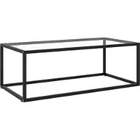 Syfax Mesa de centro negra con vidrio templado 100x50x35 cm