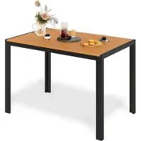 StarTech.com Mesa de jardín de aluminio para exteriores - Mesa rectangular de comedor de 110x70x73 cm - Para 6 personas - Resistente a la intemperie - Listones de 9,5x7 cm - Aspecto de madera