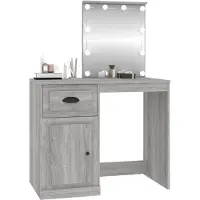 Syfax Tocador con LED madera contrachapada gris Sonoma 90x50x132,5cm