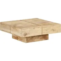 Syfax Mesa de centro de madera maciza de mango 80x80x28 cm