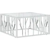 Syfax Mesa de centro acero inoxidable y vidrio 80x80x40 cm
