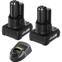 StarTech.com BAT420/BAT411–414, 2607336013/6014 - Batería de litio de 12 V de repuesto para herramientas eléctricas - Capacidad: 6000 mAh - 2 baterías + 1 cargador - Compatible con 10,8 V - Color: gris