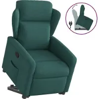 Syfax Sillón reclinable elevable tela verde oscuro
