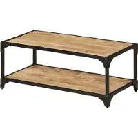 Syfax Mesa de centro de madera maciza de mango rugosa 90x45x35 cm