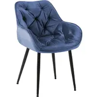 CLP Silla Tanna, tapizada en terciopelo. Silla acolchada, ideal para comedor, con protectores para el suelo. Color: gris
