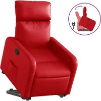 Syfax Sillón reclinable elevable cuero artificial rojo
