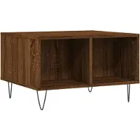 Syfax Mesa de centro madera contrachapada marrón roble 60x50x36,5 cm