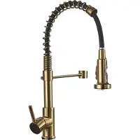 OEM Grifo de cocina, con boquilla extensible, montaje en encimera, acabado en dorado cepillado