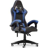 Bigzzia Silla de juego ergonómica: con soporte lumbar y reposacabezas, ajustable en altura, en color y azul