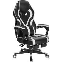 Merkloos Silla gamer – Blanca – Ergonómica – Con reposapiés – Regulable – Silla para videojuegos