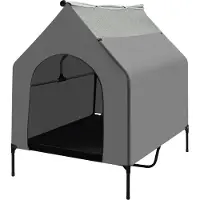 StarTech.com Cama elevada para perros, tipo caseta, para exteriores. Incluye cubierta desmontable. Color: gris