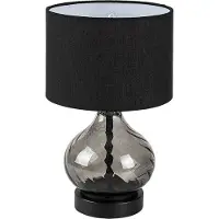 Rabalux 74034, lámpara de mesa Pirelo, casquillo E14, 1 bombilla, máximo 25W, vidrio, pantalla de tela, color ahumado