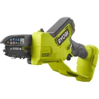 Ryobi Sierra de cadena inalámbrica de 18V, motor brushless, espada de 10 cm, 6 m/s, tensión de la cadena ajustable sin herramientas, sin batería, sin cargador