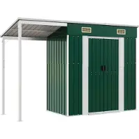 Syfax Cobertizo jardín tejado alargado acero verde 277x107x181 cm