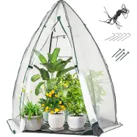 Costway Invernadero , invernadero de plástico con puerta con cremallera, ventanas de malla, cubierta para el suelo, invernadero para tomates, 160 x 139 x 182 cm