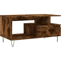Syfax Mesa de centro madera contrachapada roble ahumado 90x49x45 cm
