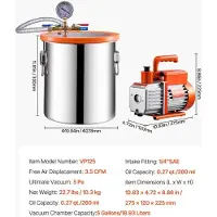 OEM Cámara de vacío, construcción robusta, alto rendimiento, 3.5 CFM, capacidad de 5 galones, modelo para la Unión Europea