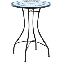 Syfax Mesa de bistró de mosaico cerámica azul Ø50x70 cm