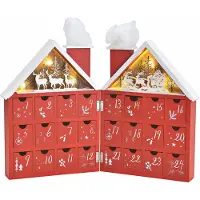 Spetebo Calendario de adviento con forma de casa y luces LED, que se puede abrir