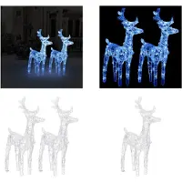 vidaXL , 2 faroles de ciervo LED, color azul, 80 LEDs, acrílico. Decoración navideña: ciervos navideños, ciervos iluminados