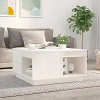 Prolenta Maison Exclusive - Mesa de centro blanca, 60x61x32,5 cm, madera maciza de pino