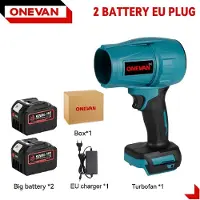 StarTech.com Soplador de hojas a batería - Turbina de alta potencia - Motor sin escobillas - 2000W - Velocidad del aire de 200 m/s - Incluye 2 baterías de 928VF, con enchufe europeo - Color: rojo