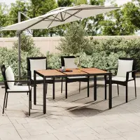 Prolenta Maison Exclusive: Mesa de jardín con tablero de madera, estructura de ratán sintético y madera de acacia