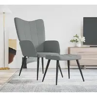 Prolenta Maison Exclusive: Sillón de relax con reposapiés, color gris claro, tapizado en tela