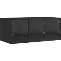 Syfax Mesa de centro con puertas de vidrio negra 102x50x42 cm