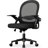 Bigzzia Silla de oficina ergonómica, silla de escritorio con cubierta de malla transpirable, reposabrazos abatibles, altura ajustable, silla giratoria de 360°, color