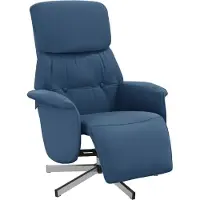 Syfax Sillón reclinable con reposapiés tela azul