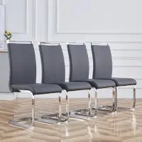 Sweiko Silla comedor , modelo "Freischwinger" (juego de 4 unidades), con asiento acolchado, estructura de metal, resistente hasta 150 kg