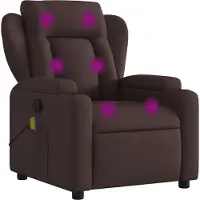 Syfax Sillón de masaje reclinable de tela marrón oscuro