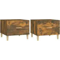 Syfax Mesa de centro 2 uds madera ingeniería roble ahumado 50x50x40cm