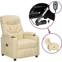 Prolenta Maison Exclusive - Sillón reclinable eléctrico, color crema, tapizado en tela