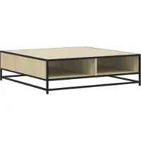 Syfax Mesa centro madera ingeniería y metal roble Sonoma 100x100x30cm
