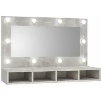 Syfax Mueble con espejo y luces LED gris hormigón 90x31,5x62 cm