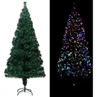 The Living Store : Árbol de Navidad artificial con soporte, color verde, 240 cm, con fibra óptica
