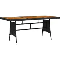 Syfax Mesa de jardín ratán PE y acacia maciza negro 160x70x72 cm